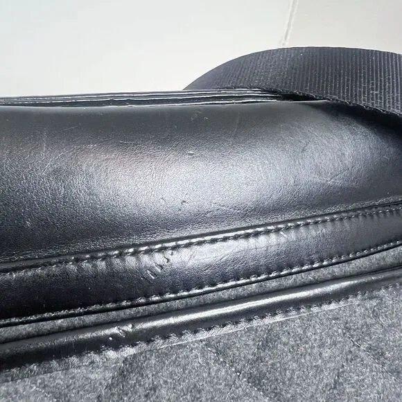 Knomo London Alfie Laptop Bag Briefcase Work Bag Black Leather Quilted Grey - Picture 10 of 11